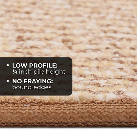 Close-up of 1/4 inch pile height in Set Of 15 Skid Resistant Carpet Stair Treads Praline Brown 8 Inch By 30 Inch