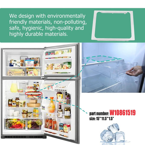 Upgraded Deli Drawer Hanger Without Glass Replacement For 15 Inch Wide Meat Drawer Shelf Fits WRT311 WRT318 WRT148 Models