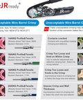 Comparison of acceptable and unacceptable crimping results for Deutsch DT Connector Pins And Sockets Kit with JRready tool.
