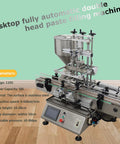 Heavy Duty Automatic Paste Filling Machine With Integrated Conveyor Belt And Dual Piston Nozzles 50L Hopper on a desktop surface.