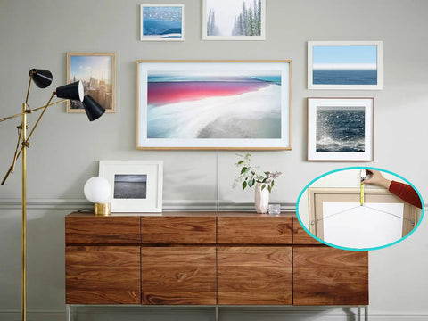 Gallery wall with various frames hung using Heavy Duty Braided Picture Hanging Wire 100 Feet Long For Photo Frames Artwork And Mirrors