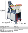 WYDDDARY biaxial shredding machine, front view; 19 blades, 7500W motor, hopper, 220V