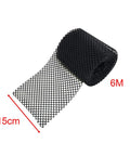 Leaf Guard Mesh Gutter Protector Screen For Outdoor Home And Roof Multipurpose DIY Friendly Shield To Prevent Clogs And Overflow Easy Cut To Fit Gutters Patio And Garden Coverage, black mesh roll, dimensions 15cm x 600cm, flat view