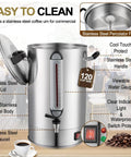 Big Crowd Ready Coffee Urn 120 Cup 20L Stainless Steel Double Wall Percolator With 1300W Quick Brew Hot Beverage Dispenser