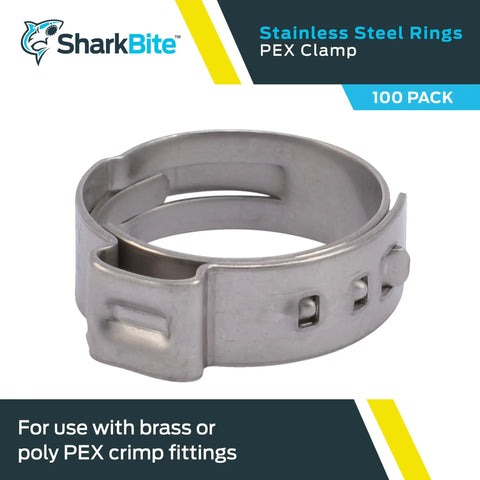 3/4 Inch Clamp Ring For PEX And PE-RT Tubing Stainless Steel Barb Clamp Ring Durable Plumbing Fittings Easy Install Pack Of 100 UC955CP100 Ideal For DIY Home Plumbing Leak Free Connections.