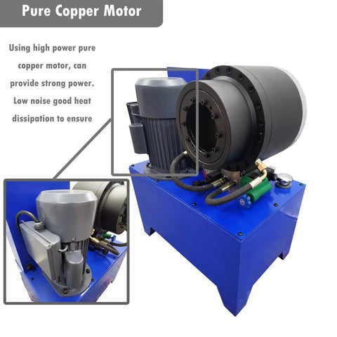 Pure copper motor of Heavy Duty Electric Hose Crimping Machine And Hydraulic Tube Neck Shrinking Tool 220V for strong power.