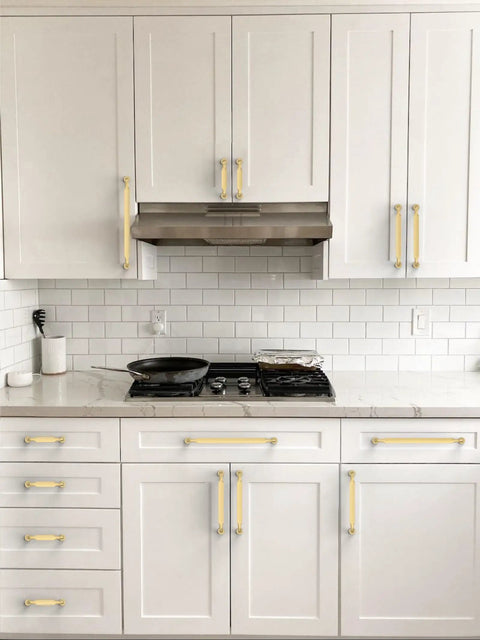 Brushed Gold Cabinet Pulls, 5 Inch Drawer Handles Forged From Hefty Zinc Alloy, Easy Swap Modern Hardware That Really Slaps in kitchen.