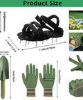 Lawn Aerator Shoes With 2.2 Inch Heavy Duty Spikes Metal Shovel Garden Gloves Adjustable Straps One Size Fits All Epoxy