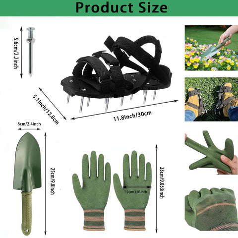 Lawn Aerator Shoes With 2.2 Inch Heavy Duty Spikes Metal Shovel Garden Gloves Adjustable Straps One Size Fits All Epoxy