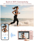 5K 75MP Autofocus Vlogging Camera With WiFi And 64GB Card Included 180 Degree Flip Screen capturing a jogging scene