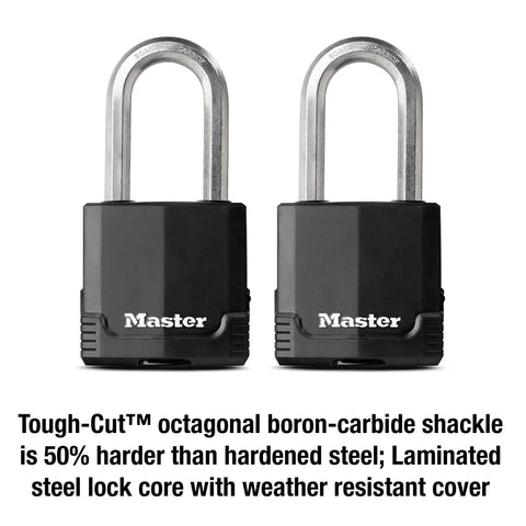 Go-To Magnum Heavy-Duty Padlock With Key Set, 2-Pack Keyed-Alike For Outdoor Storage, Laminated Steel Body, Weather-Resistant Cover