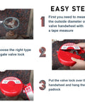 Installation steps for Valve Lockout Device For Water Spigots And Hose Bibs Rotating Plastic Outdoor Protector Padlock Compatible.