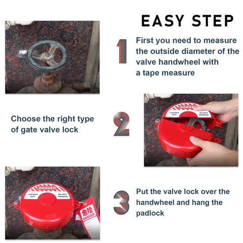 Installation steps for Valve Lockout Device For Water Spigots And Hose Bibs Rotating Plastic Outdoor Protector Padlock Compatible.