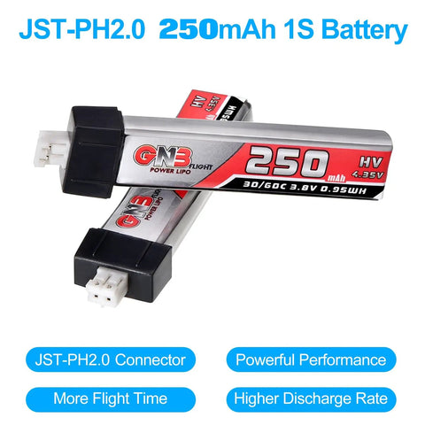 6 Pack 250mAh 1S LiPo Battery 3.8V LiHV 30C To 60C With JST PH Connector Micro Drone Power for Tinyhawk and Mobula7 FPV Drones