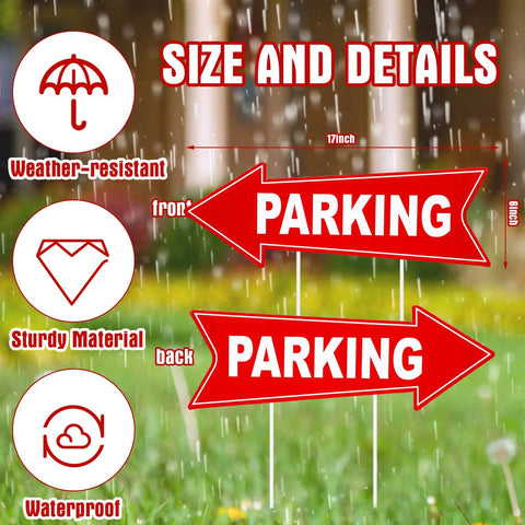 Outdoor Event Parking Signs With Stakes, 8 Pack, 17x6 Inches, Double Sided Arrow Signs For Left And Right Traffic, Corrugated Plastic