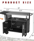 Outdoor Grill Cart With Large Storage And Foldable Stainless Steel Top Wheels And Towel Rack Bottle Opener Trash Rack 6 S Hooks