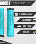 Lock-On MTB Grips For Mountain Bike BMX And E-Bike, Non-Slip Shock Absorbing 22.2mm Handlebar Grips In Sky Blue, info graphics