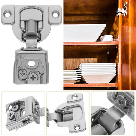 3D Adjustable Silent Cabinet Hinges For Frameless Kitchen Cabinets One Inch Short Arm Self Closing With Soft Close Damping Mechanism Hinge Set By Hohopeti shown installed on cabinet