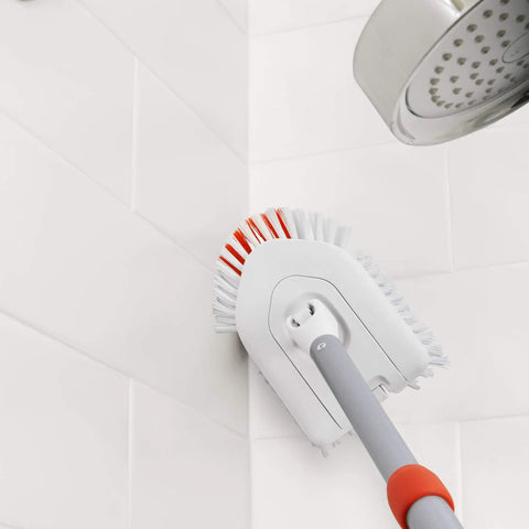 Extendable Tile And Tub Brush Refill With Pivoting Head For Grout Lines, Corners, And Narrow Spaces, Stiff Durable Bristles For Scrubbing Tubs, Tiles, Glass, Floors, And Toilet Surrounds