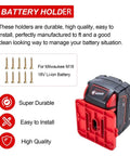 10 Pack Battery Holder For M18 18V Batteries Wall Mount Tool Holder Storage Case For Shelf Van And Toolbox Durable ABS Plastic Easy Install With Screws Keeps Batteries Secure And Ready