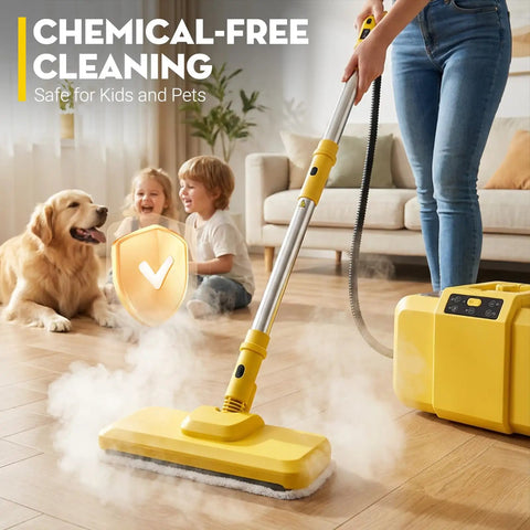 Heavy Duty Steam Cleaner Blasts 284 Degree Vapor And 70 Psi Force To Crush Stubborn Grime No Sweat Commercial Grade Multi Surface Cleaner Eases Through Kitchen Stains And Handles Deep Scrubbing Tasks Like A Total Champ in use with children and pets.