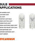Long Life Miniature Bulbs For Interior Lighting, shown with bulb applications list including trunk and dome lights, 2-pack
