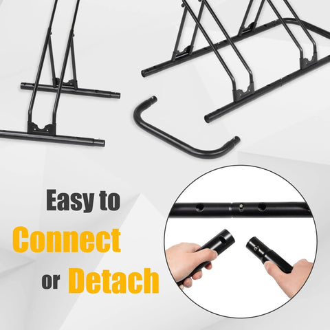 Close-up of detachable parts of Go To Bike Floor Parking Rack For Indoor Garage Storage And Home Use Adjustable 4 Bike Capacity