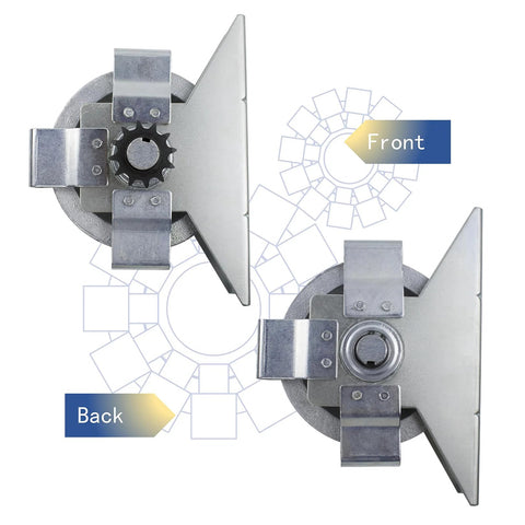 LAJIAOZ garage door jackshaft chain hoist pair, heavy-duty 3:1 reduced drive, front and back views