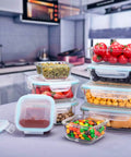 Stacked 18 Piece Glass Food Storage Set With Lids BPA Free And Leak Proof Nesting Glass Meal Prep Containers
