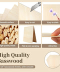 Five Pack 12 By 12 Inch Basswood Plywood Sheets One Sixteenth Inch Thick Unfinished Wood Blanks for laser cutting display