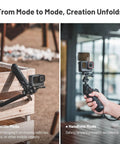 Image showing GoPro CapLock MantisPod Power 5000mAh Battery Grip Mount in Mantis and Handheld mode for GoPro and phone.