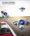 Kid Friendly Mini Drone For Beginners With Auto Hover Indoor RC Nano Quadrotor 3D Flips on a racetrack, remote displayed