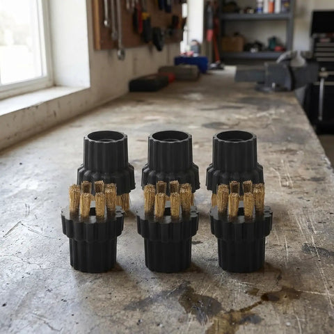 Knock Dust To The Curb With These 6 Piece Steam Cleaner Brush Heads Replacement Attachments For M8 Steamer On Hard Floors, six durable nylon and brass brush heads.