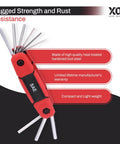 Red 17 Piece Folding Allen Wrench Set with SAE and Hex Keys displayed, showcasing compact design and durable multi-tool features