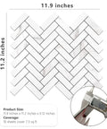 Peel And Stick Herringbone Kitchen Backsplash Tiles Self Adhesive Aluminum Composite PVC Marble White With Light Grey Veining
