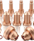 40A Plasma Cutter Tips Drag Shields And Electrodes Kit for XT40 Torch and Hobart Airforce 40i, showing copper components.