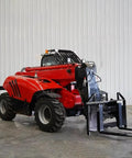 Versatile Telescopic Handler With Quick Attach System And Enclosed Brake For Warehouses Farms Or Industrial Job Sites featuring robust red design.