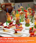 Multicolor Golf Tee Picks Set Of 500 For Appetizers And Party Decor Bamboo Toothpicks in use for cocktail snacks