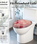Fun Elongated Toilet Seat Resin for Bathroom Use on standard toilet with heart design, featuring adjustable hinges.