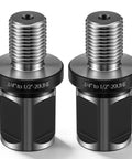 Two Pack 3/4 Weldon Shank To 1/2 Inch 20 UNF Threaded Drill Chuck Adapter Iron Tough Alloy Steel construction close-up view.