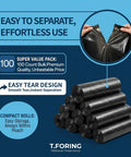 Heavy Duty 55 to 60 Gallon Trash Bags Thick 2.1 Mil 39 by 55 Inch Garbage Liners for Home and Outdoor Use 100 Count