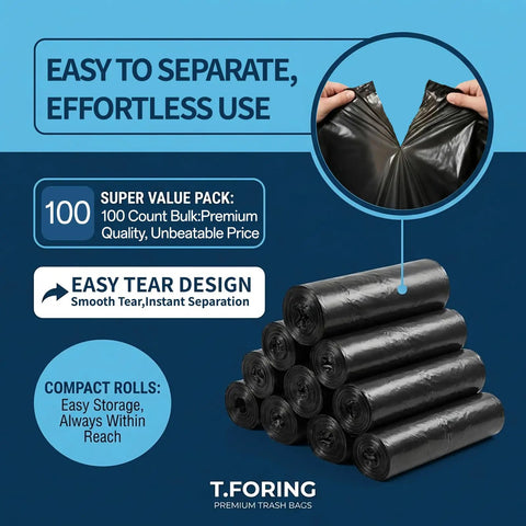 Heavy Duty 55 to 60 Gallon Trash Bags Thick 2.1 Mil 39 by 55 Inch Garbage Liners for Home and Outdoor Use 100 Count