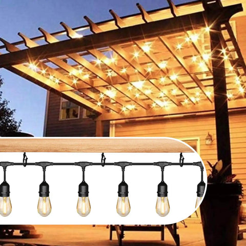String lights on pergola held by Q Hanger Screw In Christmas Light Hooks For Outdoor String Lights With Cup Eye Hooks