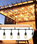 Outdoor String Light Hanger Kit With 48 Pcs Q Hangers And Wing Nut Driver Heavy Duty Screw Hooks on a patio