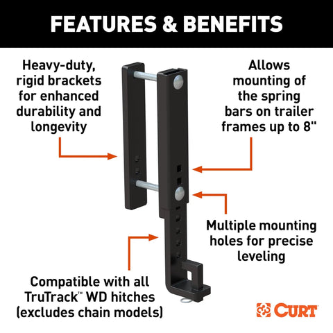 TruTrack Heavy Duty Adjustable Weight Distribution Hitch Support Brackets 2 Pack for 8 Inch Trailer Frames Fits 17518 Upgrade
