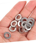 Stainless Steel Spring Washers Set 100 Pcs 304 Grade Non Slip Gasket Assortment Kit For Screws And Fasteners Durable Split Washers For Rock Solid Tightening Vibration Dampening And Long Lasting Hardware. Handful of 304 stainless steel split washers