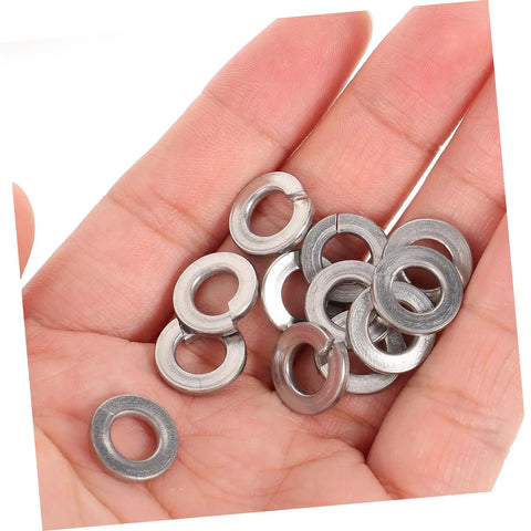 Stainless Steel Spring Washers Set 100 Pcs 304 Grade Non Slip Gasket Assortment Kit For Screws And Fasteners Durable Split Washers For Rock Solid Tightening Vibration Dampening And Long Lasting Hardware. Handful of 304 stainless steel split washers