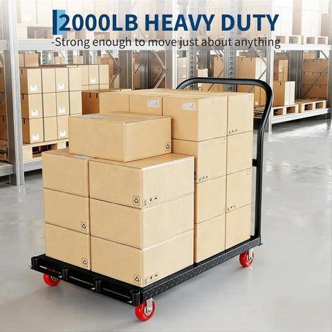 Heavy Duty Drywall Dolly 2000 Lb Capacity 2 In 1 Panel Cart With Brakes 41 X 24 Platform Truck For Moving Sheetrock Plywood And Other Bulk Construction Materials Safely with stacked boxes