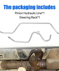 Rack Pinion Transfer Lines Hard Lines Kit Direct Fit For 2008 Through 2014 GMC And Chevrolet Yukon Sierra Tahoe Suburban Avalanche Silverado Cadillac Escalade ESV Includes 15254059 15254058 Plug And Play Ready Heavy Duty Upgrade, silver steel steering rack lines