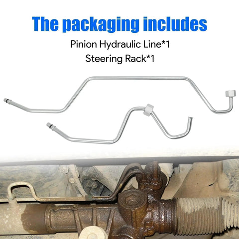 Rack Pinion Transfer Lines Hard Lines Kit Direct Fit For 2008 Through 2014 GMC And Chevrolet Yukon Sierra Tahoe Suburban Avalanche Silverado Cadillac Escalade ESV Includes 15254059 15254058 Plug And Play Ready Heavy Duty Upgrade, silver steel steering rack lines